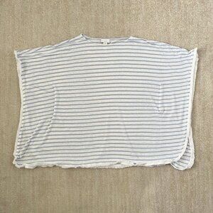J. Jill Linen Striped Pullover Poncho Sweater Knit Top M/L